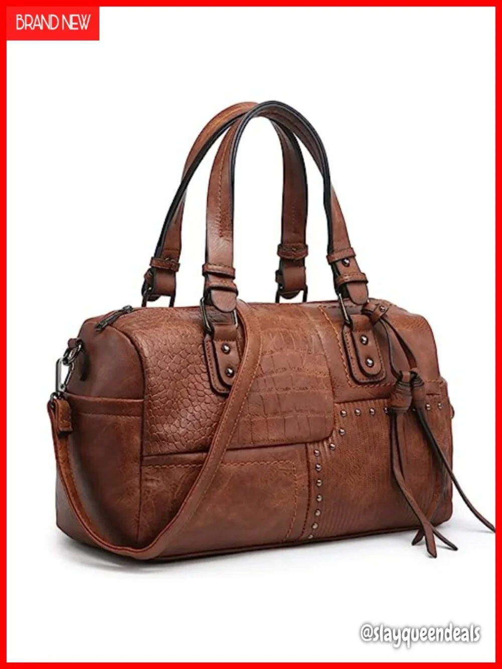 Vegan Leather Barrel Satchel Large Hobo Top Handle Work Tote Purse